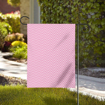 White And Pink Zigzag Pattern Print House Flag