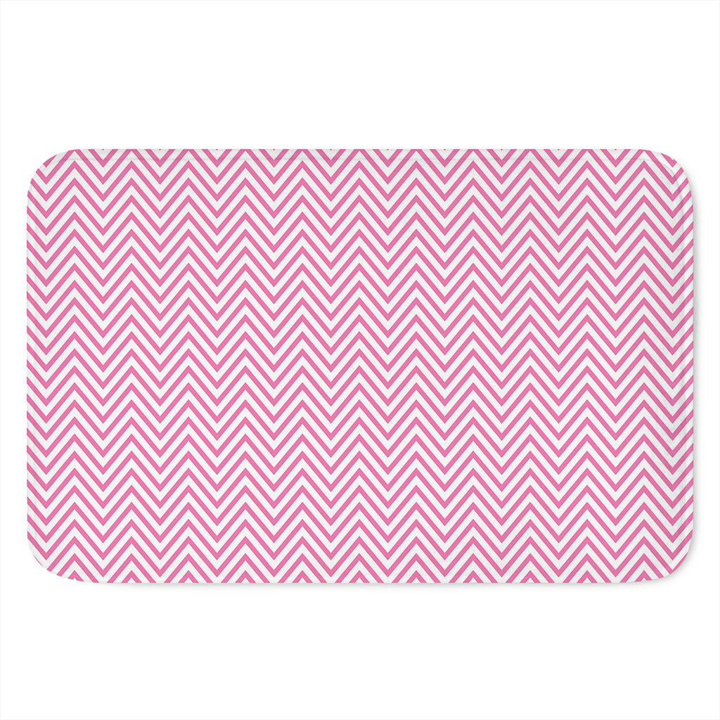 White And Pink Zigzag Pattern Print Indoor Door Mat