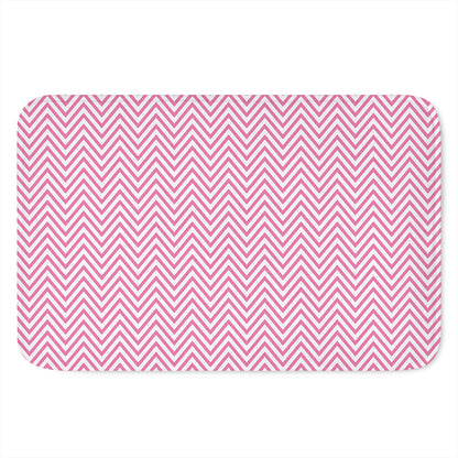 White And Pink Zigzag Pattern Print Indoor Door Mat