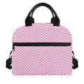 White And Pink Zigzag Pattern Print Insulated Lunch Bag