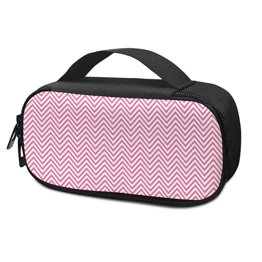 White And Pink Zigzag Pattern Print Insulin Cooler Travel Case