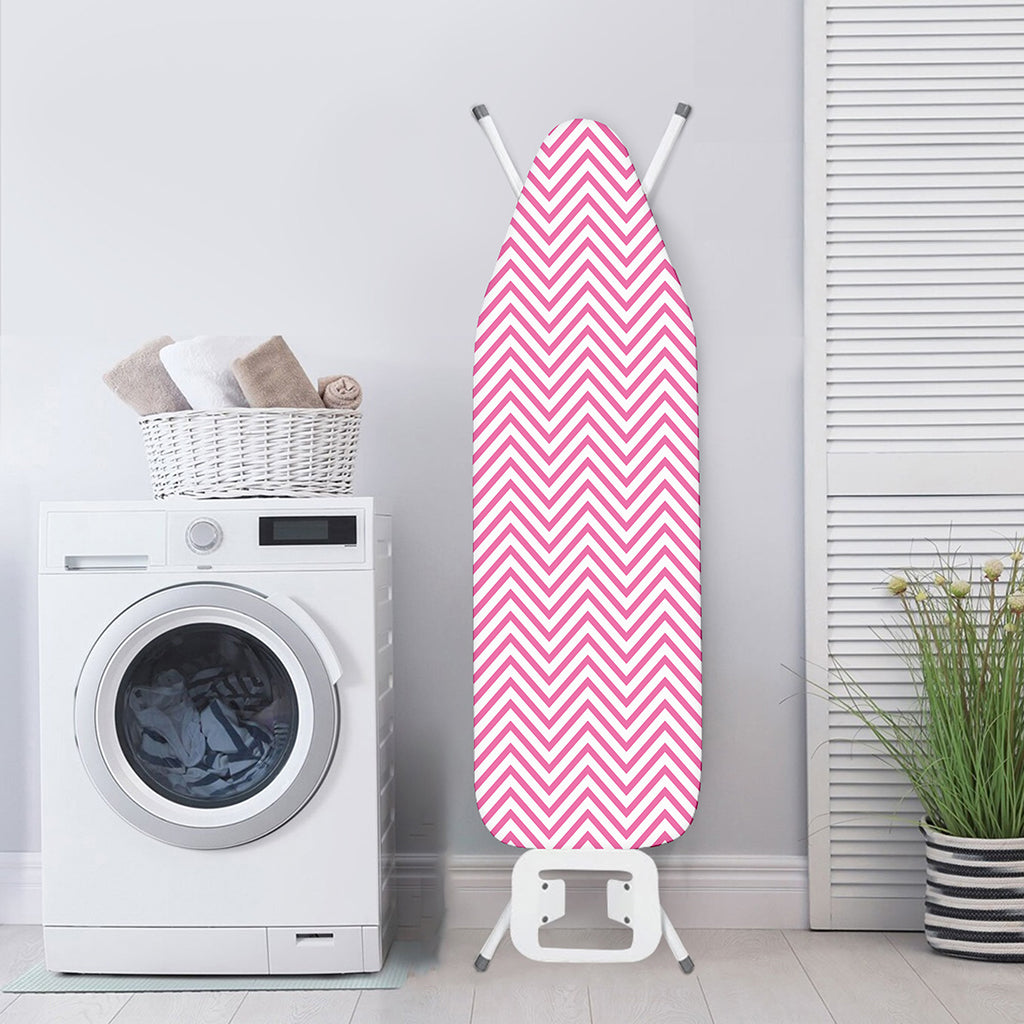 White And Pink Zigzag Pattern Print Ironing Board Cover