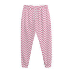 White And Pink Zigzag Pattern Print Jogger Pants