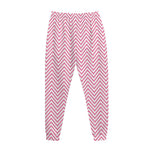 White And Pink Zigzag Pattern Print Jogger Pants