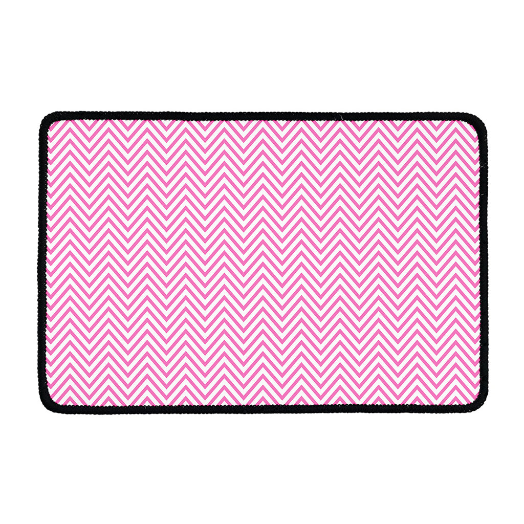 White And Pink Zigzag Pattern Print Kitchen Mat