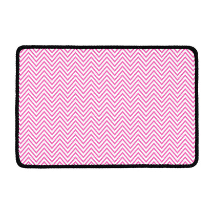 White And Pink Zigzag Pattern Print Kitchen Mat