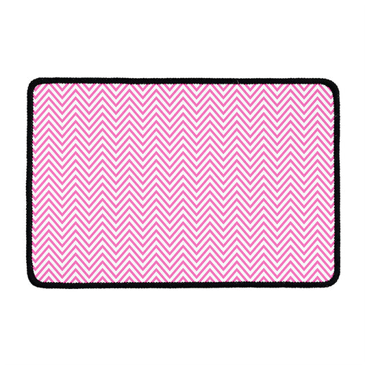 White And Pink Zigzag Pattern Print Kitchen Mat