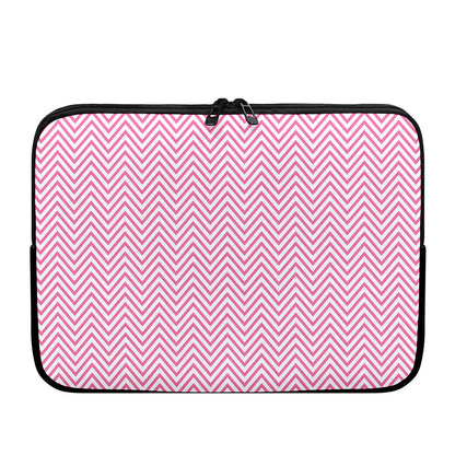 White And Pink Zigzag Pattern Print Laptop Sleeve