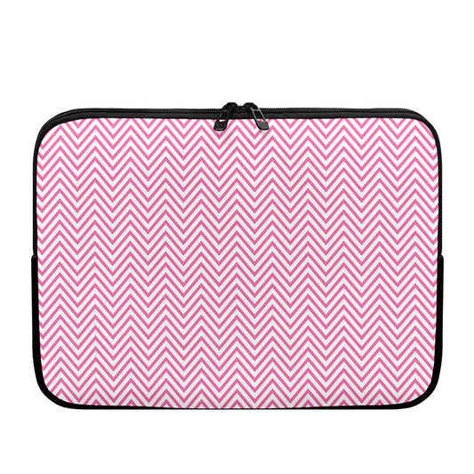 White And Pink Zigzag Pattern Print Laptop Sleeve