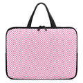 White And Pink Zigzag Pattern Print Laptop Sleeve With Handle