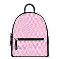 White And Pink Zigzag Pattern Print Leather Backpack