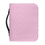 White And Pink Zigzag Pattern Print Leather Bible Cover