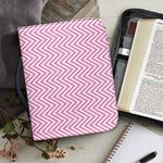 White And Pink Zigzag Pattern Print Leather Bible Cover