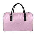 White And Pink Zigzag Pattern Print Leather Duffel Bag