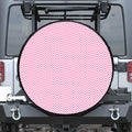 White And Pink Zigzag Pattern Print Leather Spare Tire Cover
