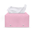 White And Pink Zigzag Pattern Print Leather Tissue Box Cover