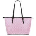 White And Pink Zigzag Pattern Print Leather Tote Bag With Zipper