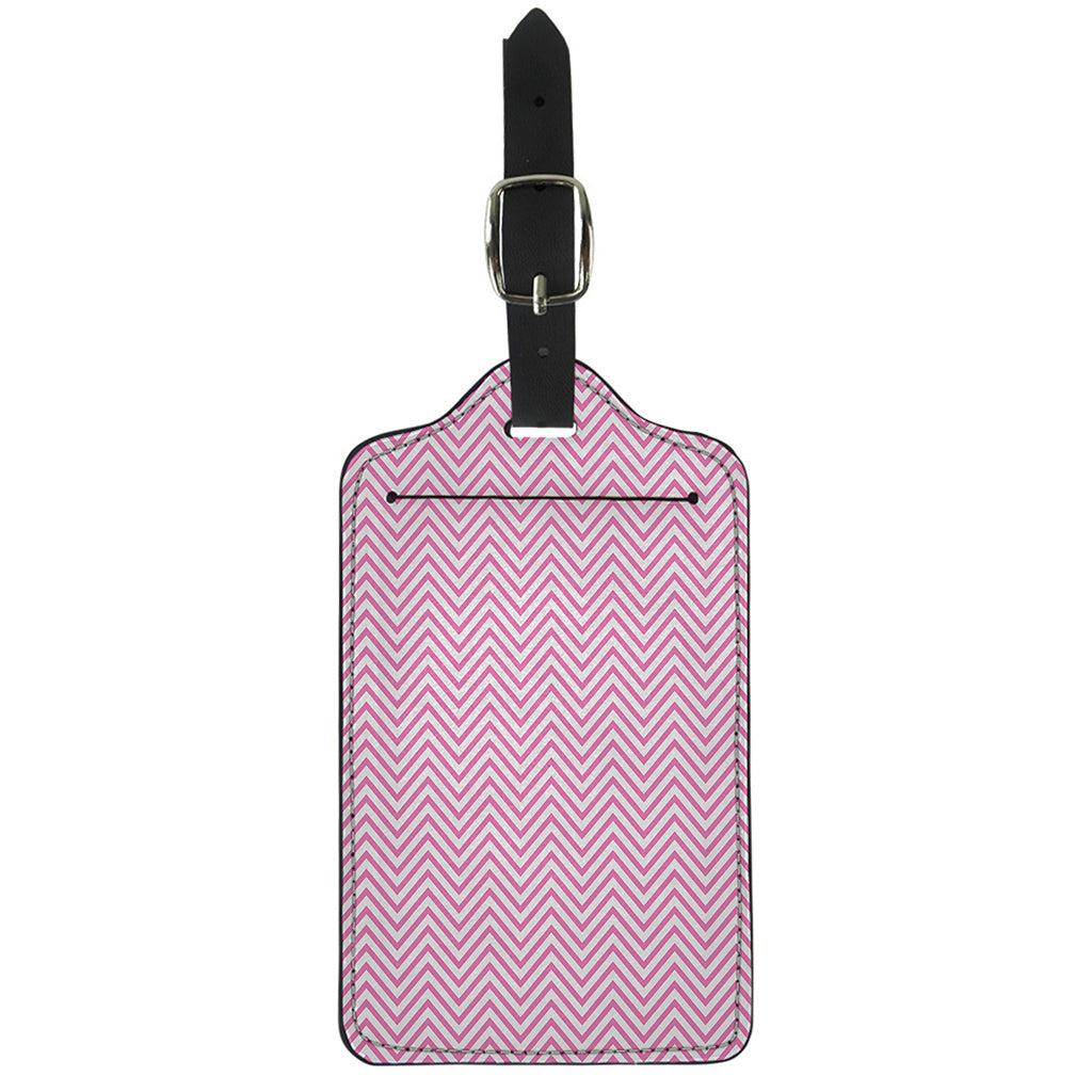 White And Pink Zigzag Pattern Print Luggage Tag