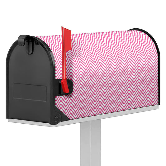 White And Pink Zigzag Pattern Print Mailbox Cover