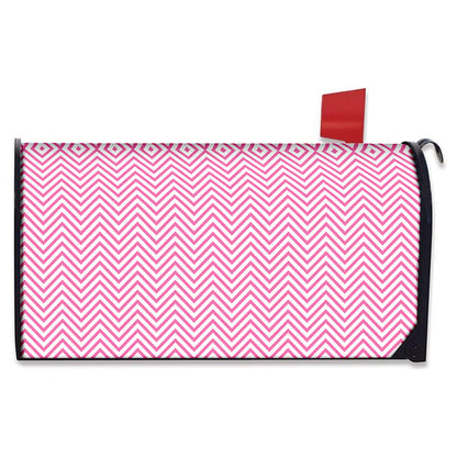 White And Pink Zigzag Pattern Print Mailbox Cover
