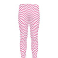White And Pink Zigzag Pattern Print Men's Leggings