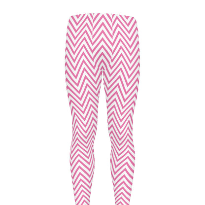 White And Pink Zigzag Pattern Print Men's leggings