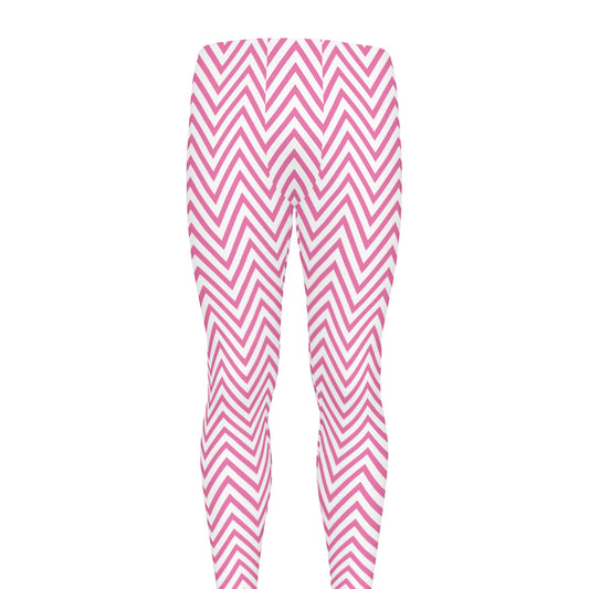 White And Pink Zigzag Pattern Print Men's leggings