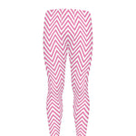White And Pink Zigzag Pattern Print Men's leggings
