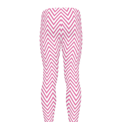 White And Pink Zigzag Pattern Print Men's leggings