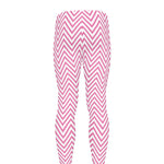 White And Pink Zigzag Pattern Print Men's leggings