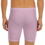 White And Pink Zigzag Pattern Print Men's Long Boxer Briefs