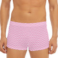 White And Pink Zigzag Pattern Print Men's Short Boxer Briefs