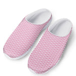 White And Pink Zigzag Pattern Print Mesh Casual Shoes