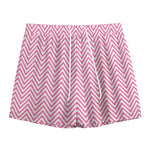 White And Pink Zigzag Pattern Print Mesh Shorts