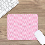 White And Pink Zigzag Pattern Print Mouse Pad