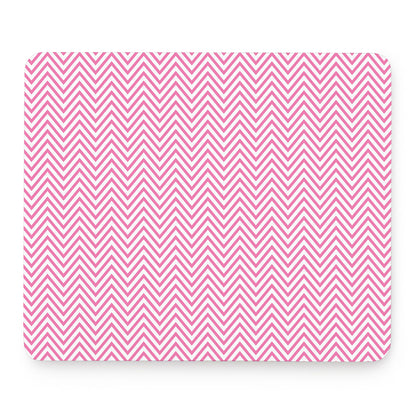 White And Pink Zigzag Pattern Print Mouse Pad