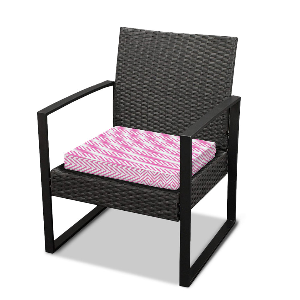 White And Pink Zigzag Pattern Print Outdoor Seat Cushion Cover