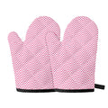 White And Pink Zigzag Pattern Print Oven Mitts