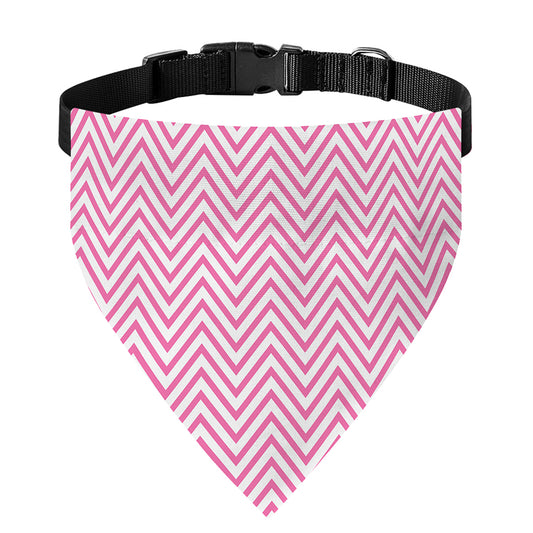 White And Pink Zigzag Pattern Print Over The Collar Dog Bandana