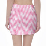 White And Pink Zigzag Pattern Print Pencil Mini Skirt