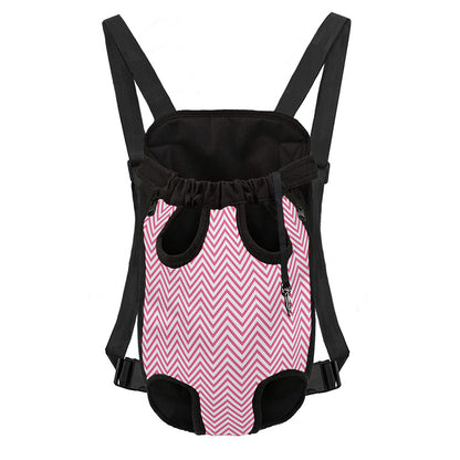 White And Pink Zigzag Pattern Print Pet Carrier Backpack
