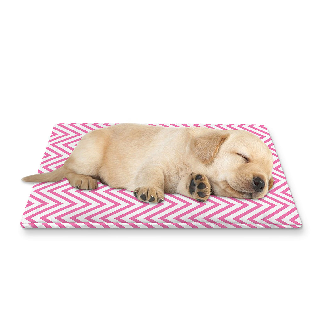 White And Pink Zigzag Pattern Print Pet Cooling Mat Cover