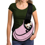 White And Pink Zigzag Pattern Print Pet Sling Carrier