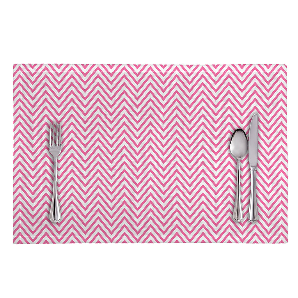 White And Pink Zigzag Pattern Print Placemat