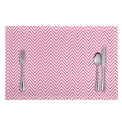 White And Pink Zigzag Pattern Print Placemat