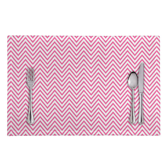 White And Pink Zigzag Pattern Print Placemat