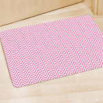 White And Pink Zigzag Pattern Print Polyester Doormat