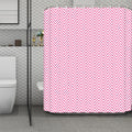White And Pink Zigzag Pattern Print Polyester Shower Curtain
