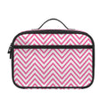White And Pink Zigzag Pattern Print Portable Lunch Bag