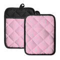 White And Pink Zigzag Pattern Print Pot Holders With Pocket